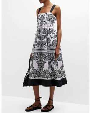 Johnny Was Mel Embroidered Midi Dress - White