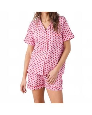 Printfresh Mini Candy Hearts Short Pajama Set - Red