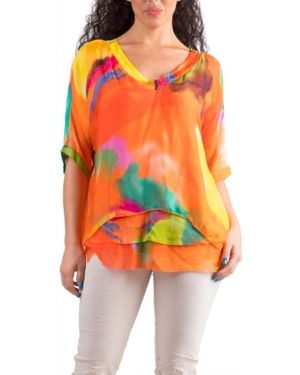 Gigi Moda Diana Brushstroke Blouse - Orange