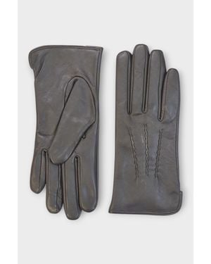 Infinity Leather Italian Leather Soft Wool Lining Winter Stitch Line Design Driving Gloves - Gray