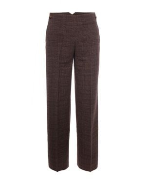 Liu Jo Tartan Straight Classic Polyester-Blend Straight-Leg Pants - Brown