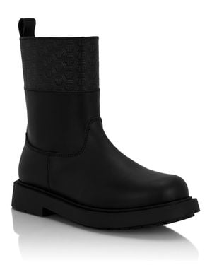 Philipp Plein Leather Low Boots Monogram - Black
