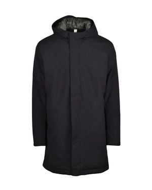Squad² Quilted Overcoat With Zip Closure And Hood - Blue