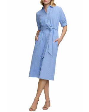 Foxcroft Esther Seersucker Shirt Dress - Blue