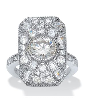 Palmbeach Jewelry 3.93 Tcw Round Cz Platinum-Plated Ring - Gray