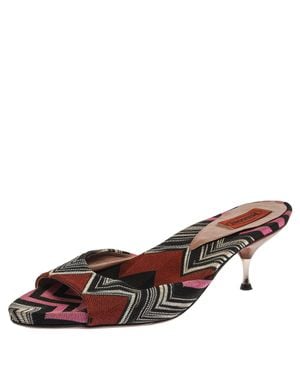 Missoni Knit Fabric Open Toe Slip On Sandals - Brown