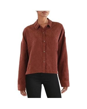 Madewell Collar Ribbed Knit Button-Down Top - Red
