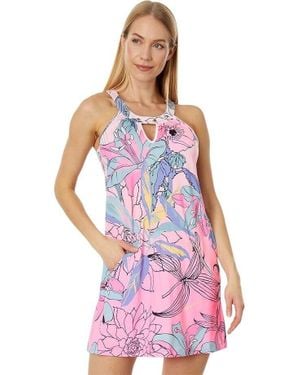 Jamie Sadock Ikebana Dress Xl Floral Print Stretch Sleeveless Erk409 ,Regular,Xl) - Purple