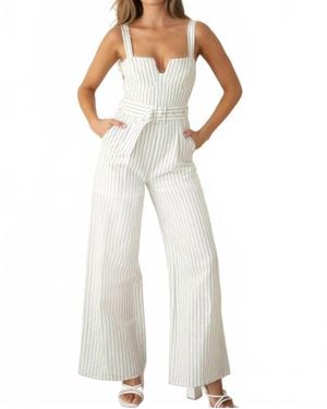 Endless Blu. Striped Bustier Jumpsuit - White