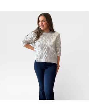 Thml Cable Knit Crew Sweater - Gray