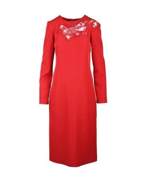 Ermanno Scervino Midi Dress Lace Polyester Stretch - Red