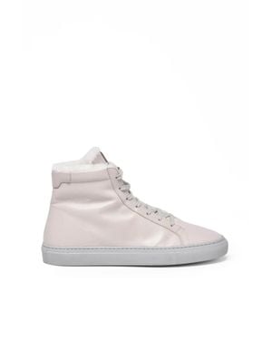 Eleventy Leather High-Top Sneakers - White
