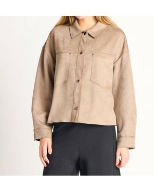 Dex Faux Suede Button Front Jacket - Natural