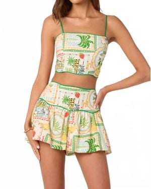 Astr Heidi Novelty Print Crop Top - Yellow