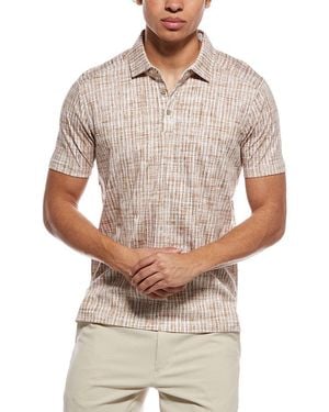 RAFFI Brushed Gingham Polo Shirt - Gray