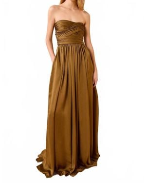Ulla Johnson Anastasia Silk Wrapped Strapless Gown - Brown