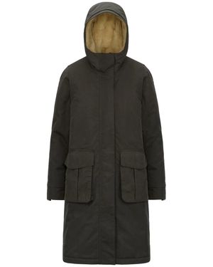 K-Way Brunil Cotton Feel Hooded Coat - Black