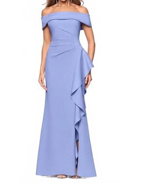 Xscape Off The Shoulder Ruffle Dress - Blue