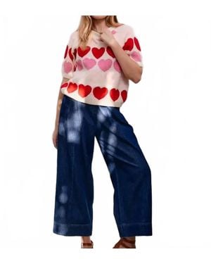 Jade By Jane Colorblock Heart Sweater - Blue