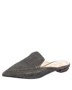 Nicholas Kirkwood Glitter Fabric Beya Flat Pointed-Toe Mules - Gray