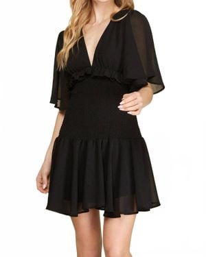 She + Sky Camilla Flutter Dress - Black
