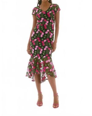 Joseph Ribkoff Floral V-Neck Midi Dress - Multicolor
