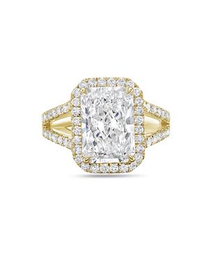 Diana M. Jewels 14Kt Radiant Lab Grown Diamond Engagement Ring With 3 Ct Center And 1.25 Cts On Sides - Metallic