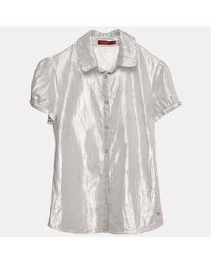 Burberry Lamé Button Front Shirt Xs - White