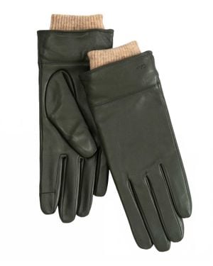 Echo Rib Cuff Leather Glove - Green