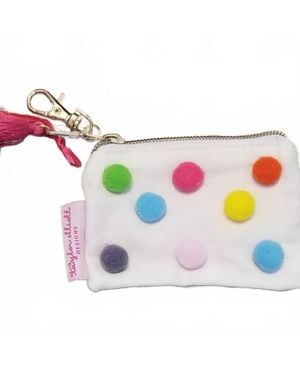 Taylor Elliott Designs Mini Pom Pom Card Holder Keychain - Pink