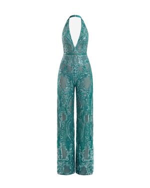 Saiid Kobeisy Embroidered Lace Jumpsuit - Blue