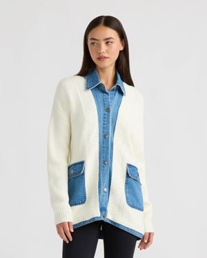 NVLT Cardigan With Denim Shirt Twofer - Blue