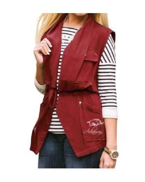 Gameday Couture College Of Arkansas Logo Drawstring Vest - Red