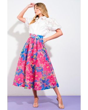 TRUEDAMES Sweet Vision Woven Midi Skirt - Pink