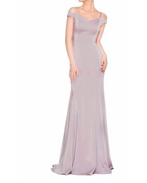 Colors Dress Off Shoulder Jersey Gown - Blue
