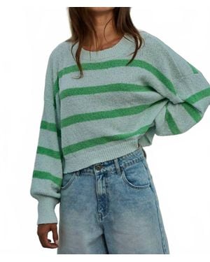 By Together Striped Crewneck Long Sleeve Top - Green