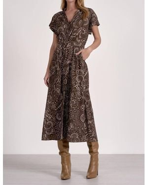 Elan Paisley Print Midi Dress - Brown