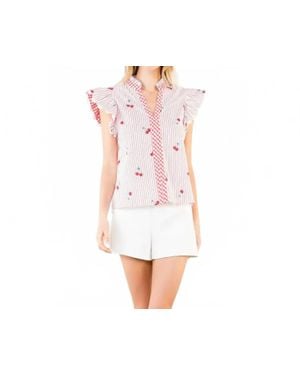 Thml Cherry Stripe Top - White