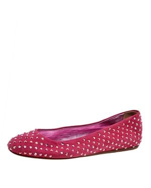 Le Silla Suede Crystal Embellished Ballet Flats - Pink