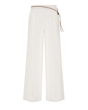Herno Technical Jersey Wide-Leg Pants With Pressed Crease - White
