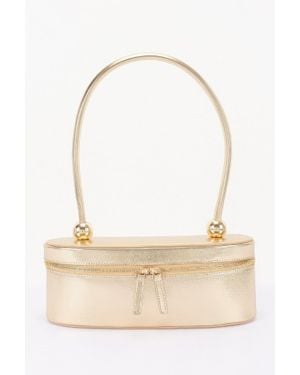 Fashnzfab Vegan Leather Long Box Shoulder Bag - Natural