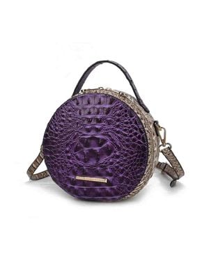 MKF Ynnari Crossbody Croc-Embossed Round Chic Handbag Top Handle - Purple