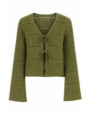 Another Love Daisy Flowing Bell Sleeves Cardigan - Green