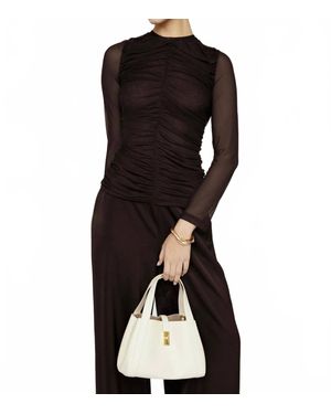 Amanda Maria Ruche Mesh Top - Black