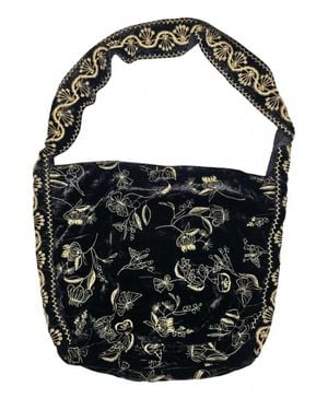 Johnny Was Arles Schiffli Velvet Wide Strap Tote Bag - Black