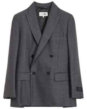 MM6 by Maison Margiela Double-Breasted Tailored Jacket With Notch Lapel - Black