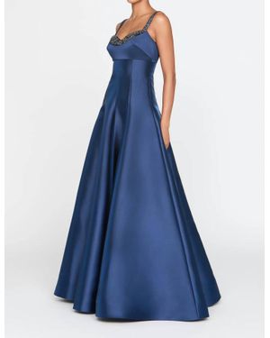 THEIA Alba Peek A Boo A Line Gown - Blue