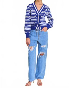 In The Beginning Beginning Knit Cardigan - Blue