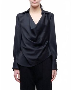 Jonathan Simkhai Symone Long Sleeve Cowl Neck Top - Blue