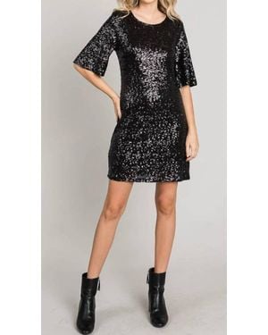 Allie Rose Shimmering Sequined Mini Dress - Black